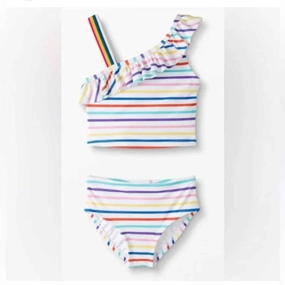 Hanna Andersson Rainbow Tankini Stripe Swimsuit 2t
